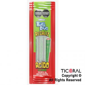 REGALIZ ACIDO BULLDOG SANDIA X 18 GR. X 12 UNIDADES